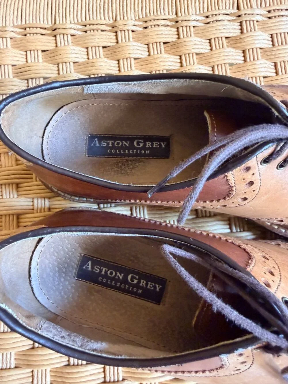 Aston Grey Collection Wingtip Oxford Brown Leather Dress Shoes Men’s 10